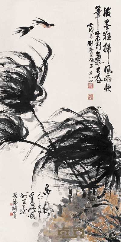 关山月 1982年作 东风 立轴 136×68cm